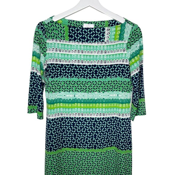 Donna Morgan Size 6 Green Pattern Sheath Dress | Short Sleeve Work to Weekend - Picture 8 of 9